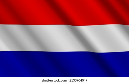 Vector graphic illustration of the red, white and blue country flag of the Netherlands. The Netherlands comes from the European continent. This vector is suitable for all content.
