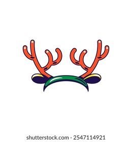 Vector graphic illustration of reindeer headband in cartoon style. Headwear for party or carnival. The icon is perfect for web design, decorative elements, print, stickers, or social media. The image