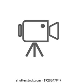 Ilustración gráfica vectorial de un icono de grabación de vídeo con cámara retro. Ideal para diseños fotográficos, afiches de concurso de fotografía, símbolos, signos, etc