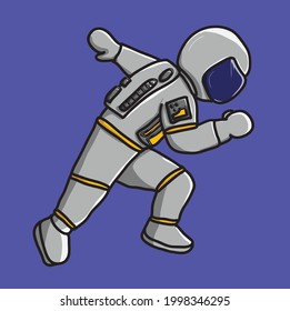 vector graphic illustration of a running astronaut. Good for sticker products, t-shirt products, flyer products, coloring books, etc.