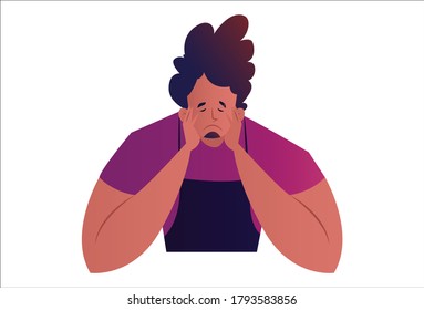 Ilustración gráfica vectorial. El hombre del salón está sentado tristemente. Individualmente sobre un fondo blanco.	
