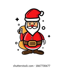 Vector graphic illustration of Santa with outline simple style best for you Chrismast icon etc.