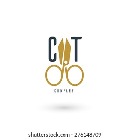 Vector graphic illustration of a scissors with sample text for your company