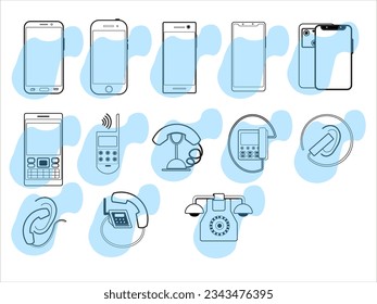 Vector graphic illustration set, Call icons, Smartphone icon set, Contact us icon set