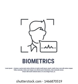 Vector graphic illustration. Set line icons. Voice identification. Outline design. Biometrics authorization. Person Recognition key. Digital access system. Cyber security. Web Sign, symbol.