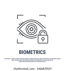 Vector graphic illustration. Set line icons. Eye Identification. Outline design. Retinal scan. Person Recognition. Digital access system. Cyber security. Web Sign, symbol.