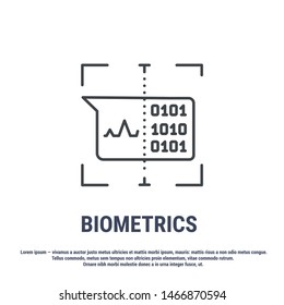Vector graphic illustration. Set line icons. Voice identification. Outline design. Biometrics authorization. Person Recognition key. Digital access system. Cyber security. Web Sign, symbol.