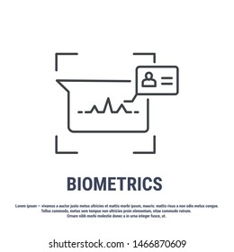 Vector graphic illustration. Set line icons. Voice identification. Outline design. Biometrics authorization. Person Recognition key. Digital access system. Cyber security. Web Sign, symbol.