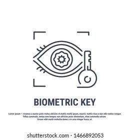 Vector graphic illustration. Set line icons. Eye Identification. Outline design. Retinal scan. Person Recognition. Digital access system. Cyber security. Web Sign, symbol.