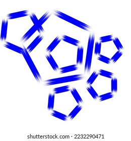 vector graphic illustration of several strokes in the shape of a pentagon, blue in color, unique in shape, consisting of several pentagons, can be used for design, good for logos, can be used for