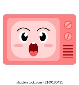 Vector Graphic Illustration of Shocked Face Retro Television Cartoon Character