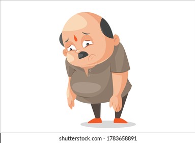 Vector Graphic Illustration. Shopkeeper Is Feeling Tired. Individually On A White Background.