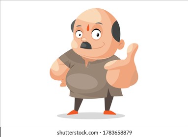 Vector Graphic Illustration. Shopkeeper Is Showing Thumbs Up. Individually On A White Background.