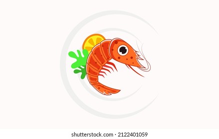 vector graphic illustration shrimp logo with vintage color is good for your business logo