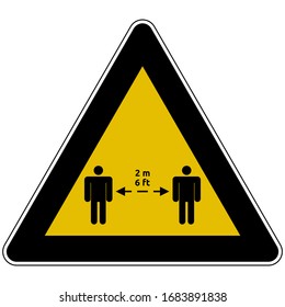 Ilustración gráfica vectorial de un signo para mantener la distancia. Aislado sobre fondo blanco.