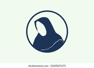 Vector de diseño del logo del hiyab femenino musulmán en forma de círculo