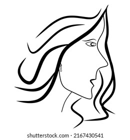ilustración gráfica vectorial de un boceto de la cara de una mujer, adecuado para productos de belleza, salones de belleza, peinados, moda y belleza.