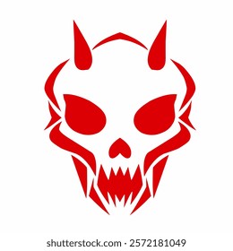vector graphic illustration of skull head symbols in red