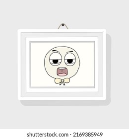 vector graphic illustration of square photo frame design with little boy cartoon