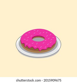 vector graphic illustration of strawberry flavored donuts suitable for food content