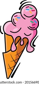 Vector graphic illustration of a strawberry ice cream. Good for ice cream products, ect.