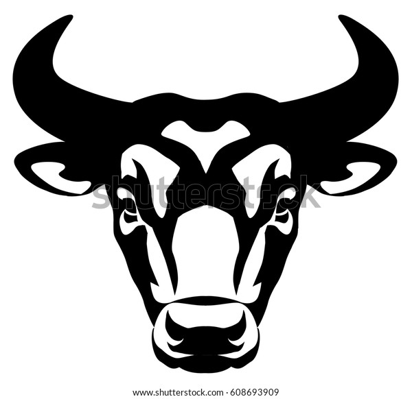 牛の頭をスタイル化したベクター画像イラスト 正面図 のベクター画像素材 ロイヤリティフリー