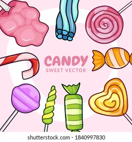 Vector graphic illustration of sweet candy background