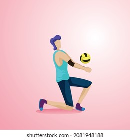 ilustración gráfica vectorial de un hombre alto haciendo una explosión de recepción en voleibol, adecuado para una herramienta de praga en un libro que describe el aprendizaje del voleibol, así como un elemento para el diseño