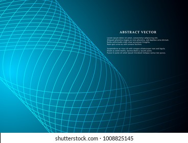 Vector graphic illustration template for use in the projects business, science, education and technology. Curvy lines pattern pattern on bright background