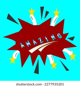 Vector graphic of illustration of text or word that says amazing this text vector is perfect for labels, screen printing, t-shirts, backgrounds, wallpapers, templates, covers and advertisements etc.