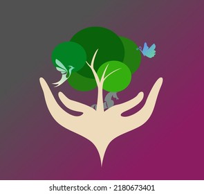 Ilustración gráfica vectorial que busca que todos podamos cuidar nuestra naturaleza, tanto flora como fauna 