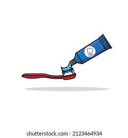 Vector Graphic Illustration Of A Toothbrush Smeared With Toothpaste