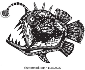 Vector graphic illustration of a totem animal - Fish