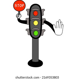vector graphic illustration of a traffic light, a symbol to regulate the flow of vehicle traffic on the highway, suitable for the concept of regulating vehicle flow, stickers, driving safety symbols.