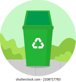 Vector graphic illustration of a trash can in a park