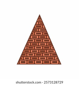 Vector graphic illustration of a triangular pyramid of brick pattern on a white background. Ideal for design concepts, architectural studies, or as a symbol for the building and construction industry.