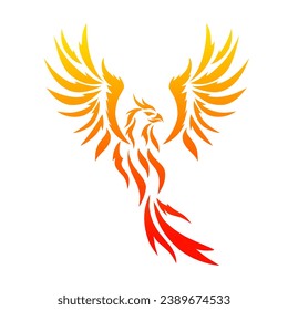 vector graphic illustration of tribal art fire phoenix tattoo