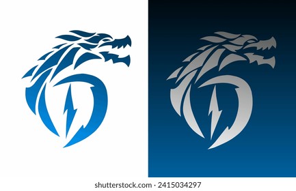 vector graphic illustration of tribal art dragon logo template with the letter D