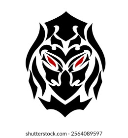 vector graphic illustration of tribal art design abstract devil face head for tattoo