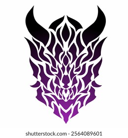 vector graphic illustration of tribal art design abstract devil face head for tattoo