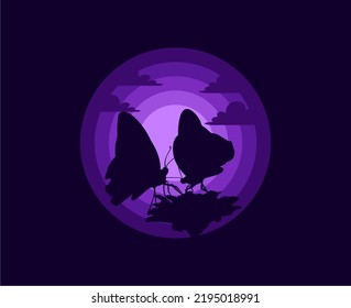 Vector graphic illustration of two butterflies