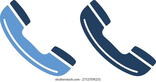 Una ilustración gráfica de Vector de dos teléfonos, uno azul claro y otro azul oscuro, uno al lado del otro sobre un fondo blanco puro, con Elementos de diseño detallados y líneas elegantes