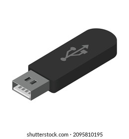 Vector graphic illustration of USB flash drive, a portable data device. EPS 10 vector graphic isolated on white background.