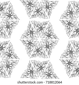 Vector graphic illustration.  Use printed materials, signs, items, websites, maps, posters, postcards, packaging.  Abstract wallpaper with floral motifs.