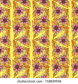 Vector graphic illustration.  Use printed materials, signs, items, websites, maps, posters, postcards, packaging.  Abstract wallpaper with floral motifs.