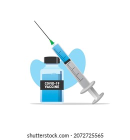 Vector Graphic Illustration of Vaccine and Syringe Covid-19