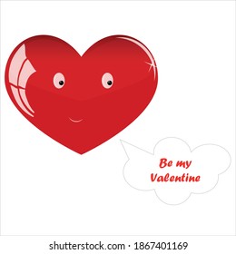Vector graphic illustration for Valentine's day design. Red glass style heart says Be my Valentine or any other text