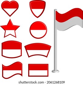 Vektorgrafik verschiedener Formen indonesischer Flaggen