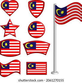 Vector graphic illustration of various shapes of malaysia flag
