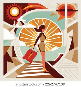 vector graphic illustration of wanderlust with a natural background 
